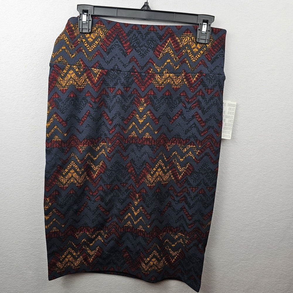 LulaRoe Skirt Woman’s Size Medium Black Gold Red Geometric Print Cassie NWT
